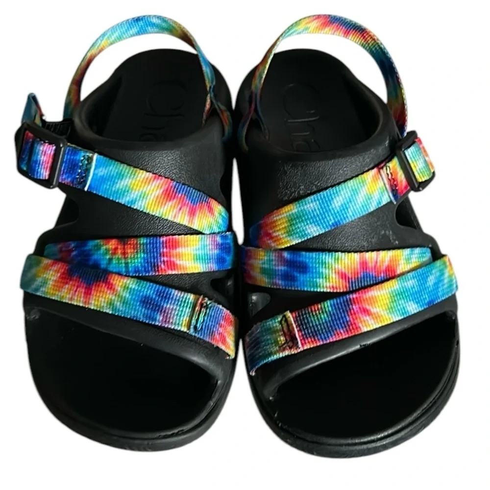 Chaco Chillos Sport Kid's Sandals Black with Tie Dye Unisex Size 1